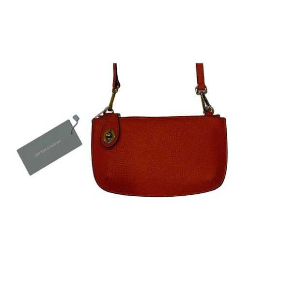 Antonio Melani genuine orange leather  woven embossed pouchette crossbody bag - Picture 2 of 4